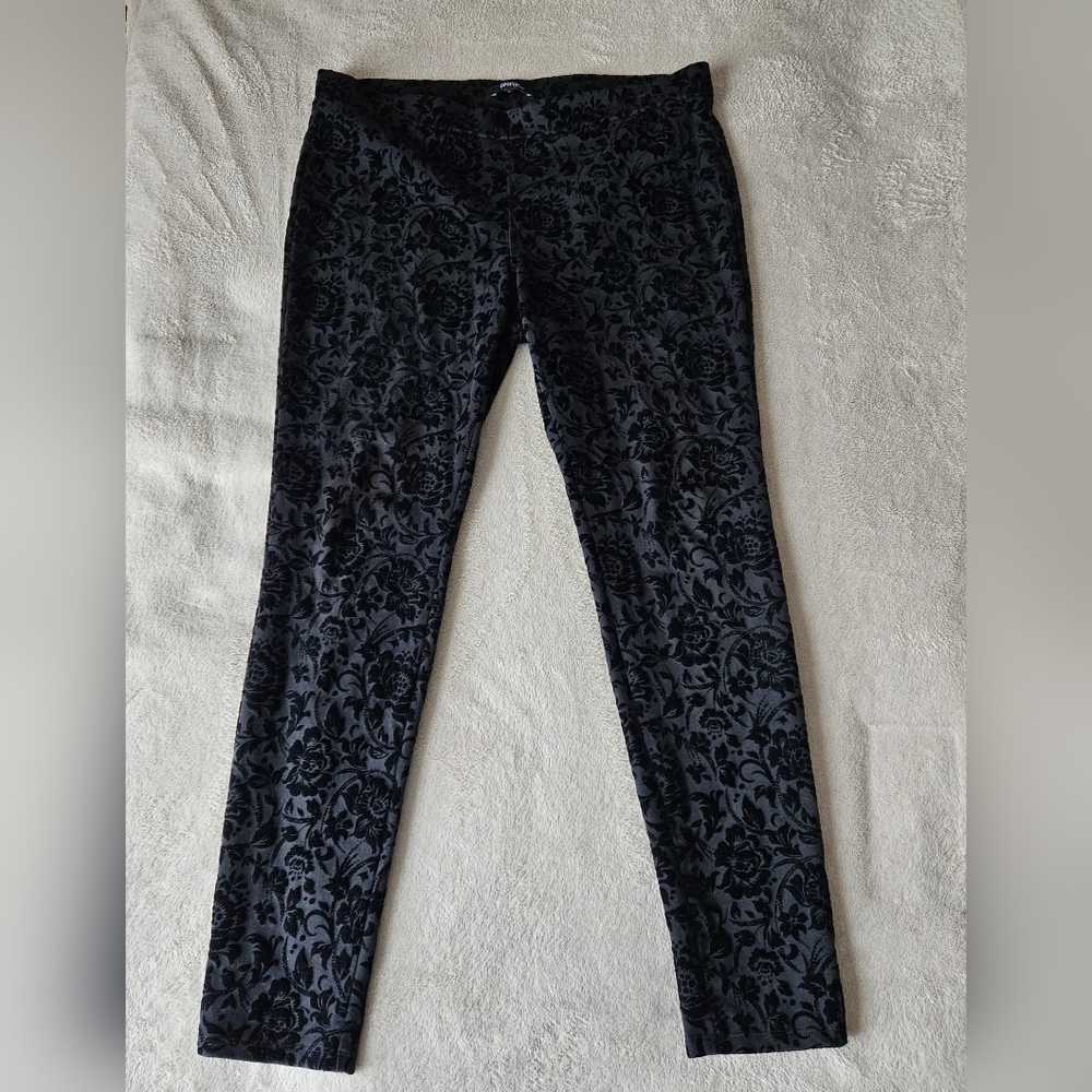 George Black and Charcoal Velvet Burnout Leggings